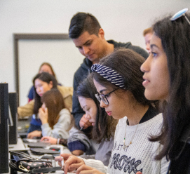 Students working in a computer lab